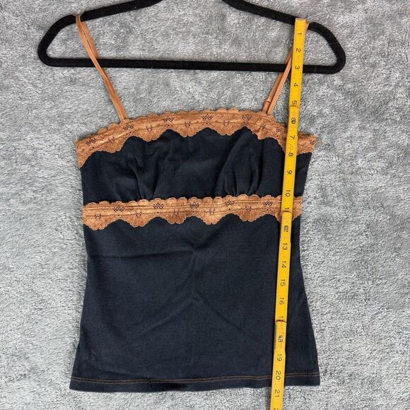 Vintage Y2K Moa Moa Lace Accent Tank Top Women Size Medium‎ Stretch Made in USA - Picture 5 of 12